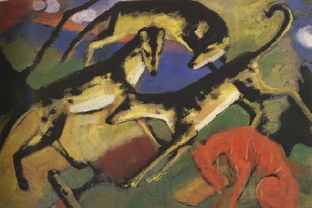 Franz Marc Playing Dogs (mk34) Spain oil painting art